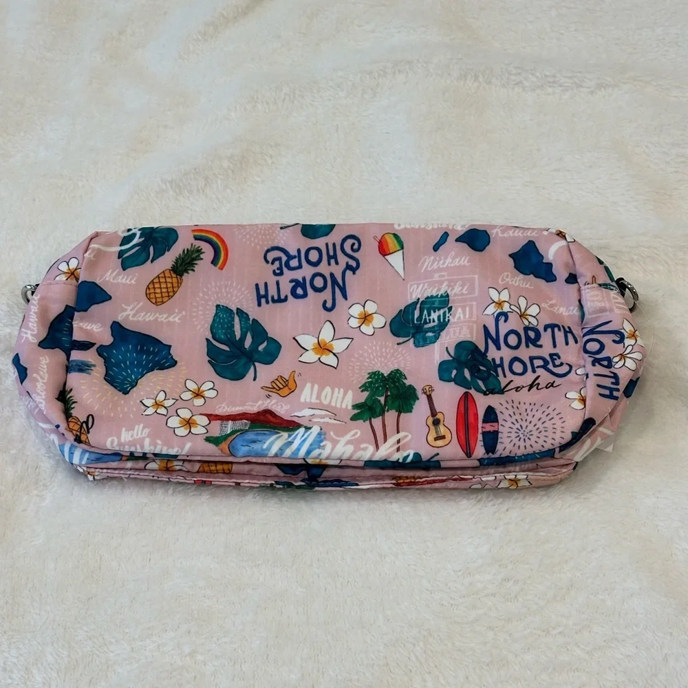 LeSportsac Pink and Blue Tropical Pouch North Shore Hawaii exclusive. - Picture 2 of 5